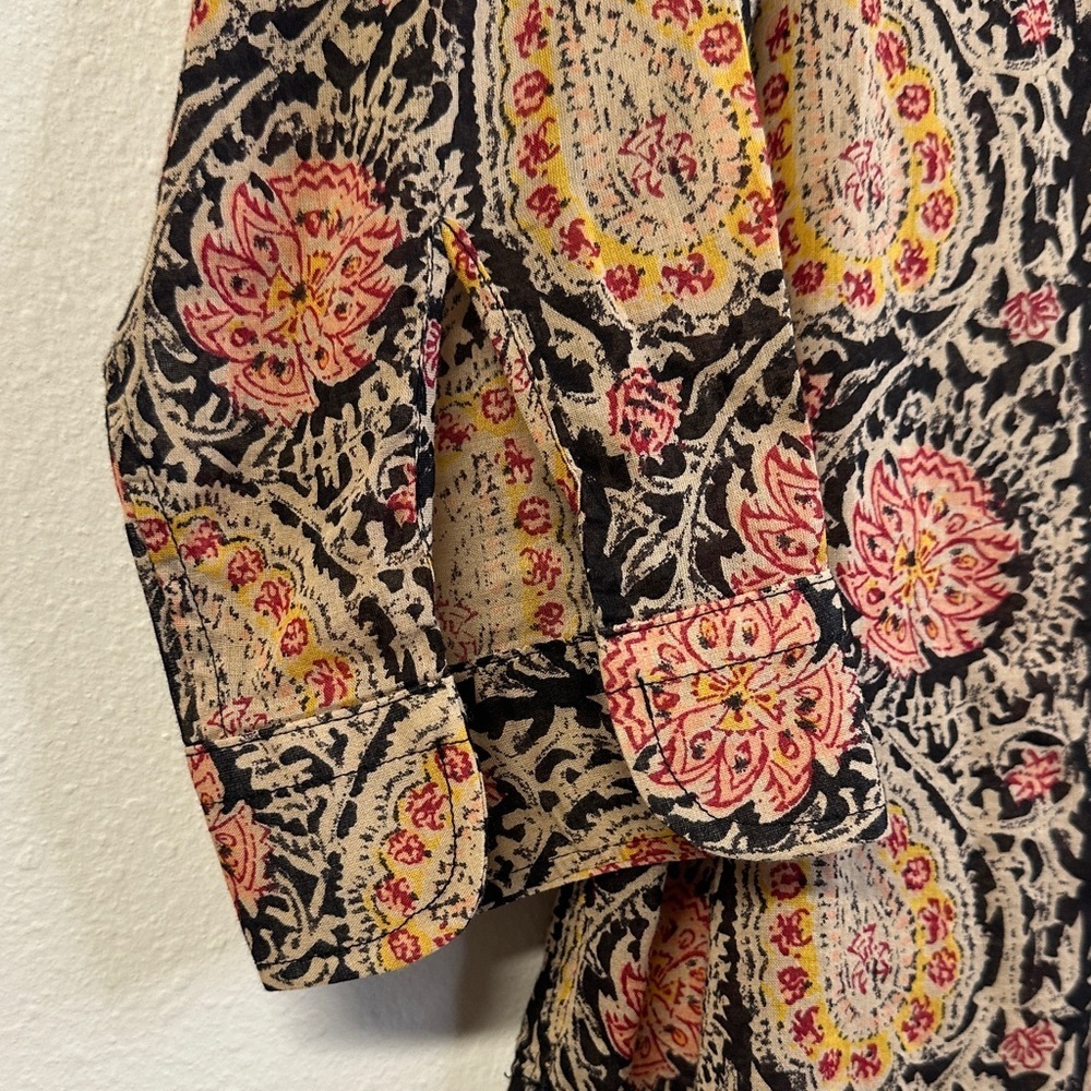 Lauren Ralph Lauren Multicolor Paisley Cotton Ruffle Button Down Shirt MP - Picture 5 of 6